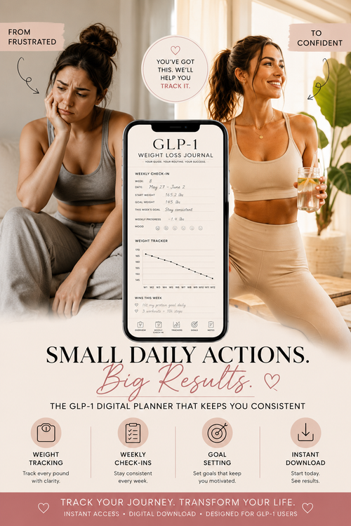 Digital GLP-1 Weight Loss Journal & Tracker | 16-Week Wellness & Progress Planner PDF