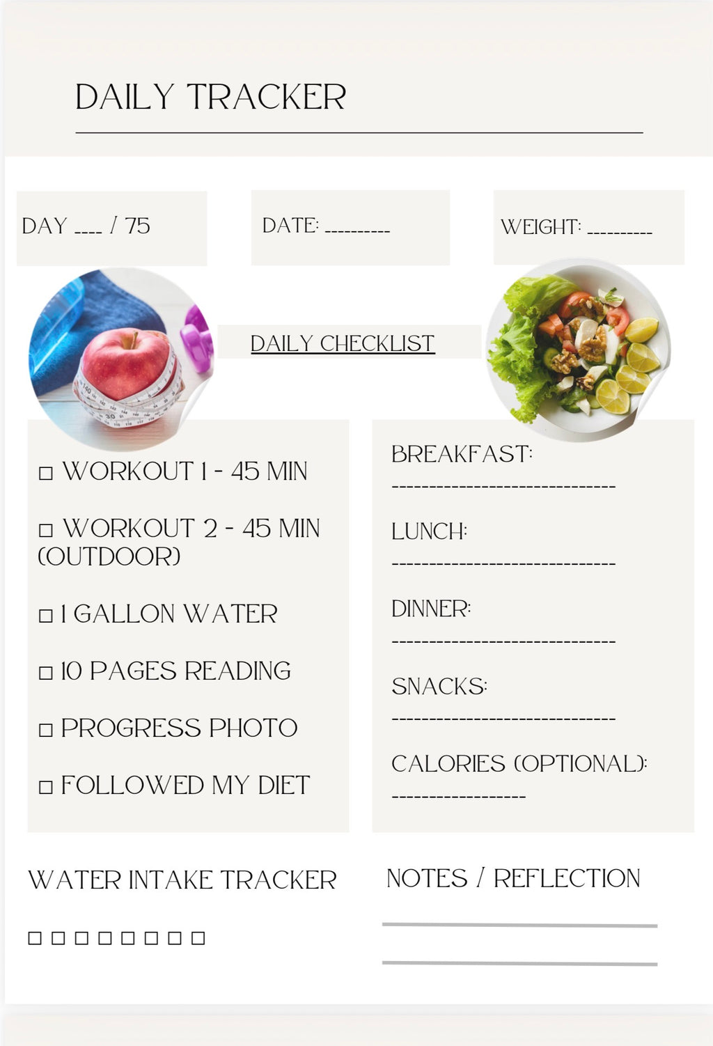 75 Hard Weight Loss Planner | 75-Day Fitness & Discipline Challenge PDF