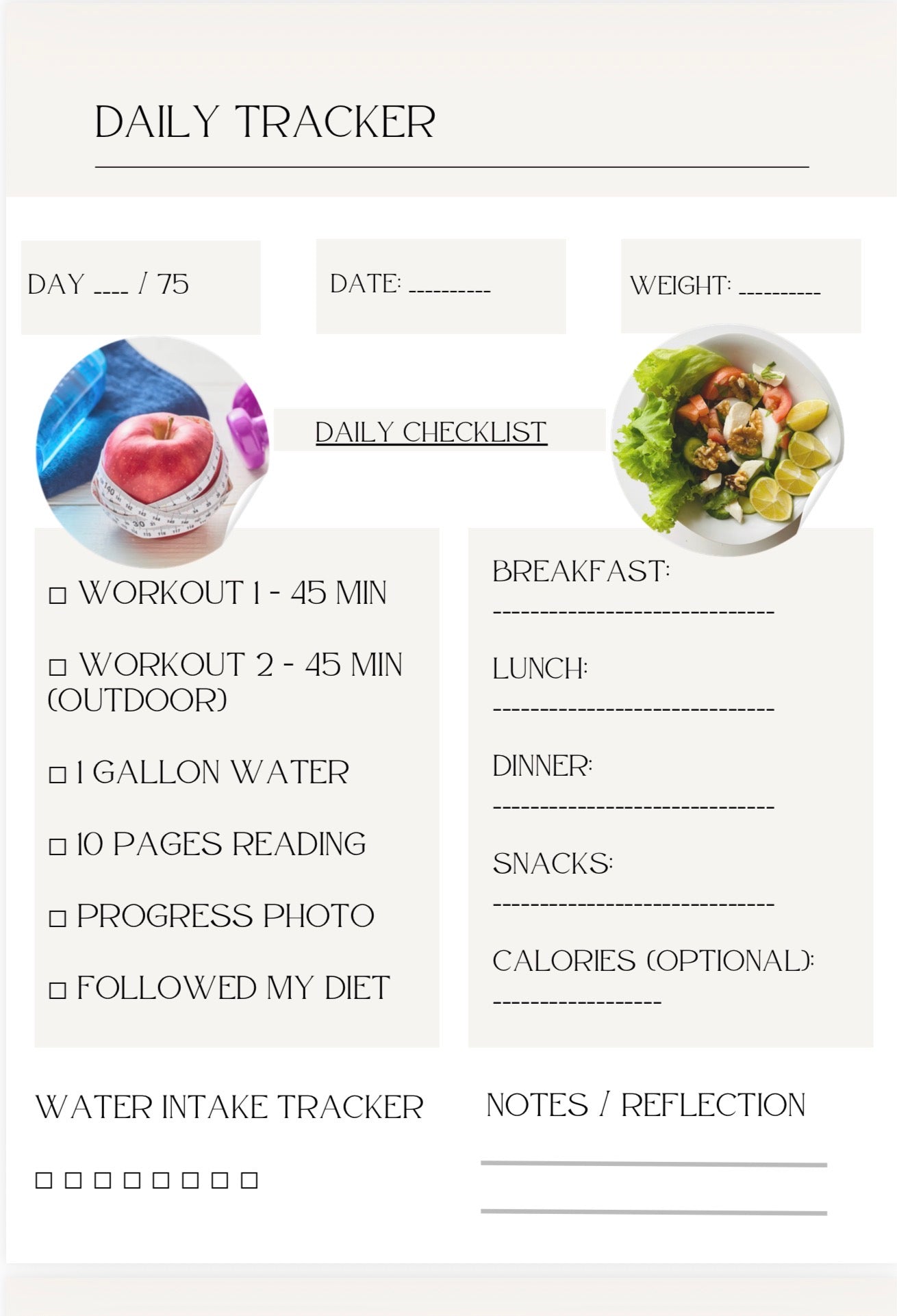 75 Hard Weight Loss Planner | 75-Day Fitness & Discipline Challenge PDF