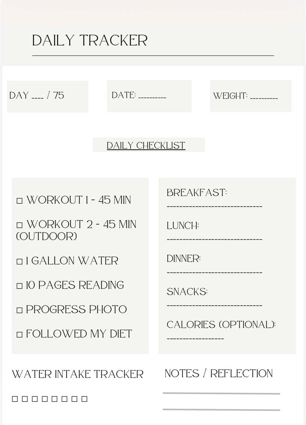 75 Hard Weight Loss Planner | 75-Day Fitness & Discipline Challenge PDF